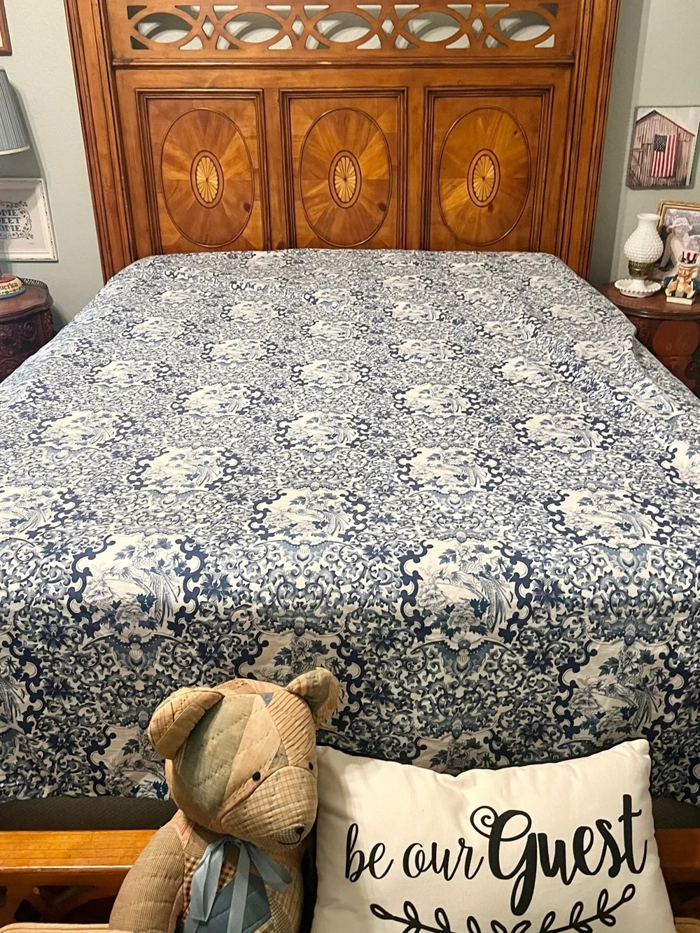 Vintage Ralph Lauren Tamarind Porcelain Blue Queen Duvet Cover Chinoiserie Toile